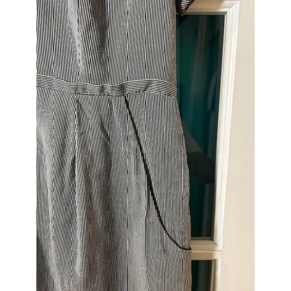 J. CREW FACTORY Gray Grey Career Short Cap Sleeve Stripe Cotton Silk Dress 14 - Picture 5 of 16